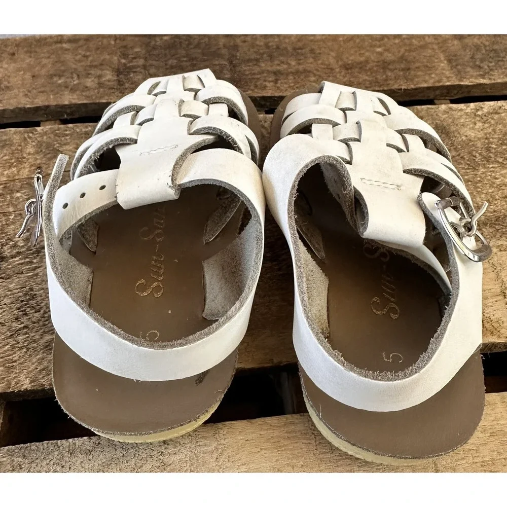 Salt Water Sun San Leather Sandals Girls 5 White Excellent
